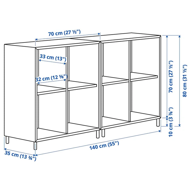 Комбинация шкафов с ножками IKEA ЭКЕТ, темно-серый, дерево, 140x35x80 см, 193.861.01 - изображение 6