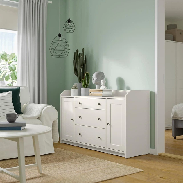Сервант IKEA ХАУГА, белый, 140x84 см, 604.072.66 - изображение 4