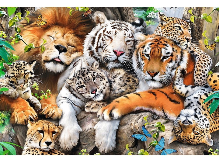 Пазл Trefl Дикі кішки у дерев'яних джунглях 500+1 елементів (5900511201529) - зображення 2