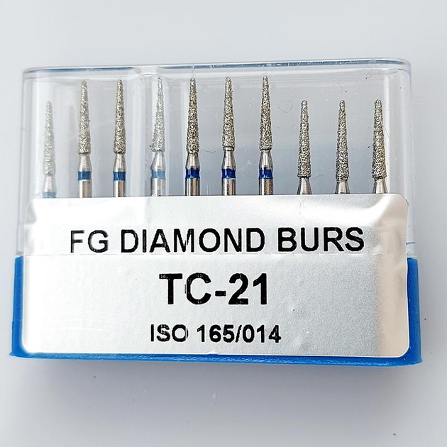 Бор алмазний FG стоматологічний турбінний наконечник упаковка 10 шт UMG КОНУС 1,4/8,0 мм 314.165.524.014 - зображення 1