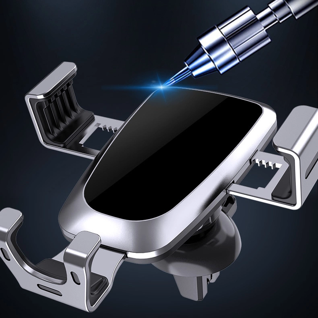 Автомобильный держатель для мобильного телефона Hurtel Gravity Smartphone Car Holder (Air Vent Version) Silver (YC08) - изображение 5