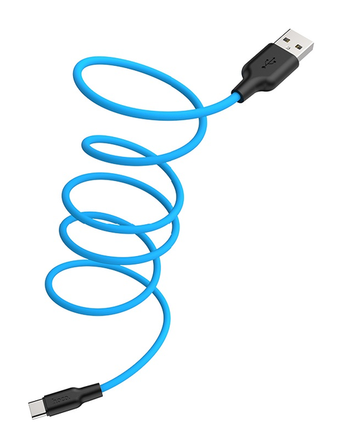 Кабель Hoco X21 Silicone Type-C 3.0A (1m) Black/Blue - Фото 2 Кабель Hoco X21 Silicone Type-C 3.0A (1m) Black/Blue - зображення 2