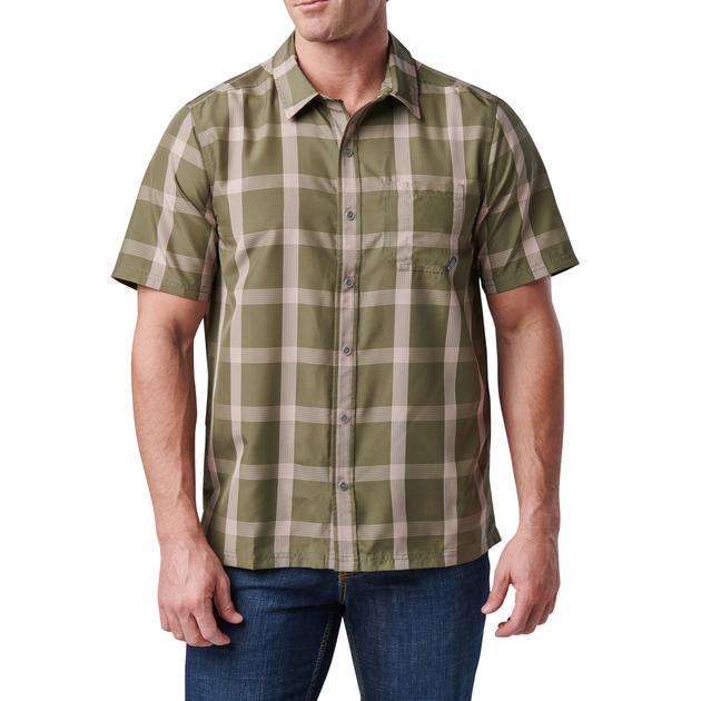 Рубашка тактическая 5.11 Tactical Nate Short Sleeve Shirt S Sage Green Plaid - изображение 1