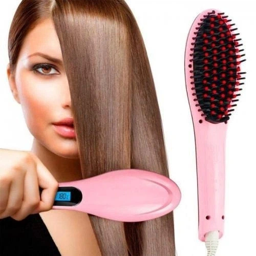 Расческа-выпрямитель электрическая FAST HAIR STRAIGHTENER HQT-906 Розовая - изображение 2