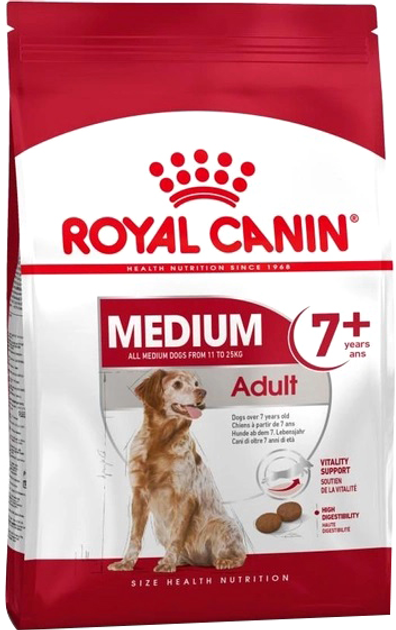 Karma sucha dla psów Royal Canin Medium Adult 7+ rasy średnie powyżej 7 roku życia 15 kg (3182550402286) (98110) (3005150) - obraz 1
