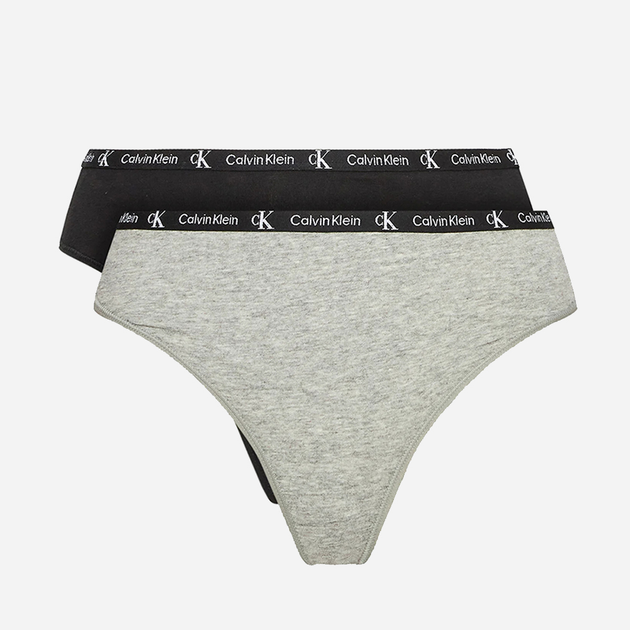 Zestaw damskich majtek slipy bawełniany Calvin Klein Underwear 000QD3991E-BGH S 2 szt Szary/Czarny (8720107311077) - obraz 1