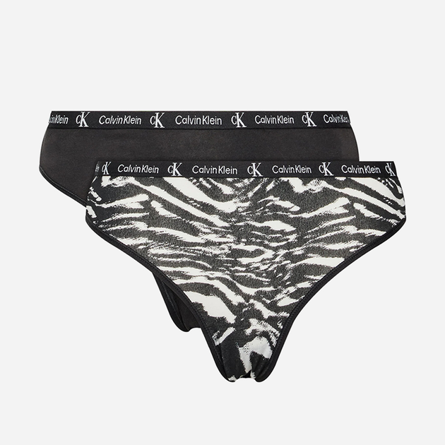 Набір жіночих трусиків сліпи бавовняний Calvin Klein Underwear 000QD3991E-BIK XL 2 шт Чорний/Тигровий (8720107317772) - зображення 1