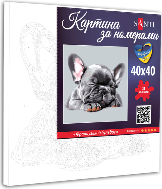 Картина по номерам Santi Французский бульдог 40х40 см (954778 ...