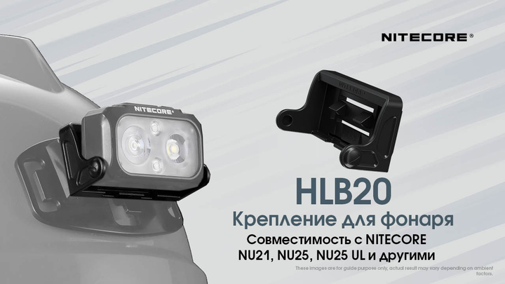 Крепление на шлем универсальное Nitecore HLB20 + HMB1 (для фонарей NU21, NU25 New, NU25 UL New), комплект - изображение 2