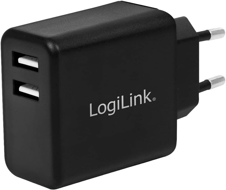 (Копия) Мережевий зарядний пристрій LogiLink 2-Port USB-A/USB-C 12 Вт Black (4052792055078) - зображення 1