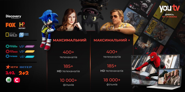 Подписка YouTV Тариф «Максимальный+» на 3 мес. официальная более 400 телеканалов для 5 устройств. - изображение 2