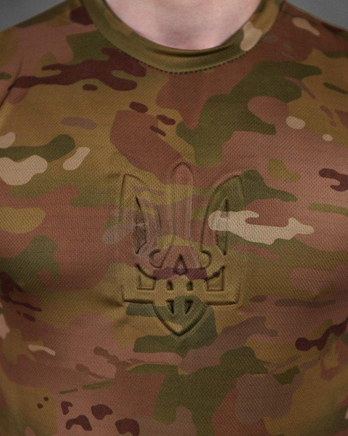 Тактическая мужская потоотводящая футболка с Гербом Украины 3XL мультикам (86496) - изображение 2