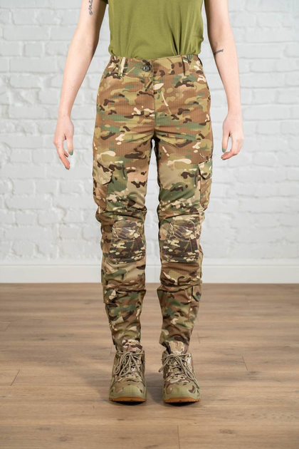 Тактические женские брюки со вставными наколенниками рип-стоп Мультикам (670) , S - изображение 1