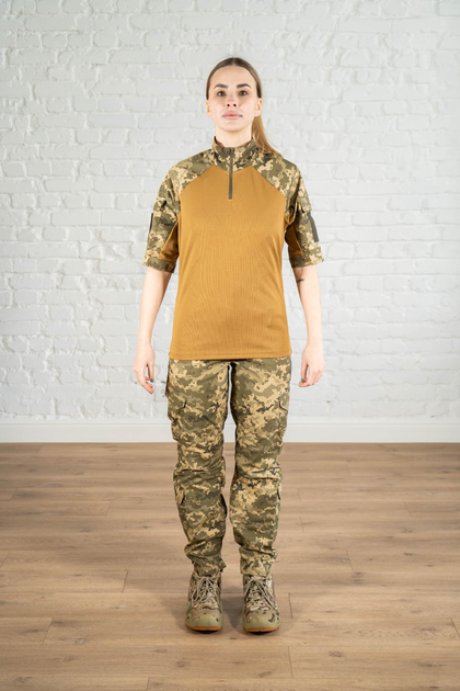Жіноча армійська форма убакс короткий рукав та штани з кишенями CoolMax ріп-стоп standart Піксель Койот (630) , M - зображення 1