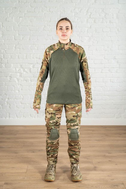 Военная женская форма убакс и штаны с наколенниками рип-стоп CoolMax standart Мультикам Олива (634) , S - изображение 1