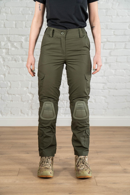 Женские военные брюки со вставными наколенниками рип-стоп Олива (675) , M - изображение 1