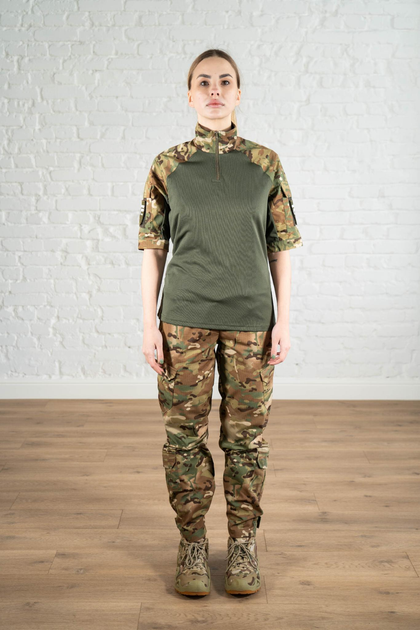Військова жіноча форма убакс короткий рукав та штани з кишенями CoolMax ріп-стоп standart Мультикам Олива (628) , L - зображення 1