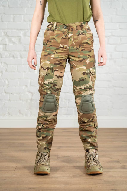 Военные женские брюки со вставными наколенниками рип-стоп Мультикам Олива (672) , M - изображение 1