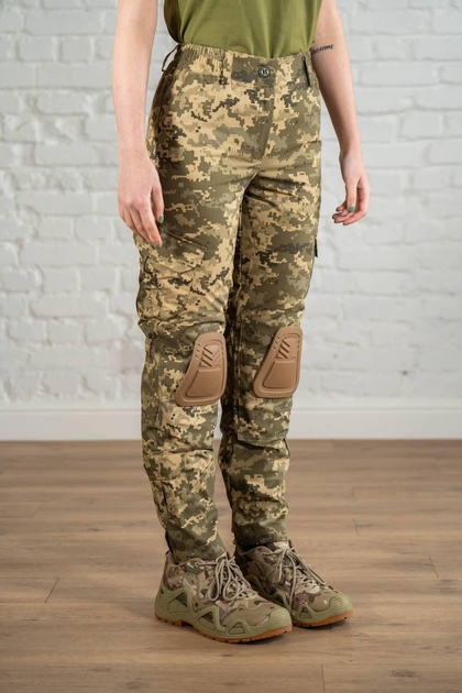 Жіночі тактичні штани зі вставними наколінниками ріп-стоп Піксель Койот (673) , S - зображення 2