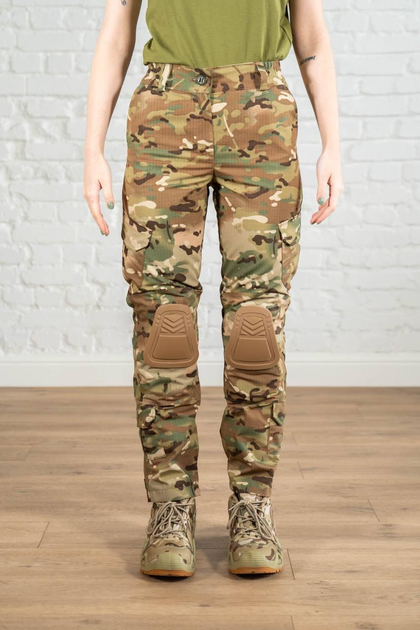 Армійські жіночі штани зі вставними наколінниками ріп-стоп Мультикам Койот (671) , 3XL - зображення 1