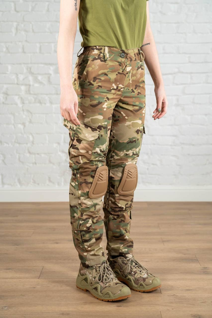 Армійські жіночі штани зі вставними наколінниками ріп-стоп Мультикам Койот (671) , XL - зображення 2