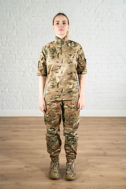 Тактическая женская форма убакс короткий рукав и штаны с карманами рип-стоп CoolMax standart Мультикам (626) , L - изображение 1