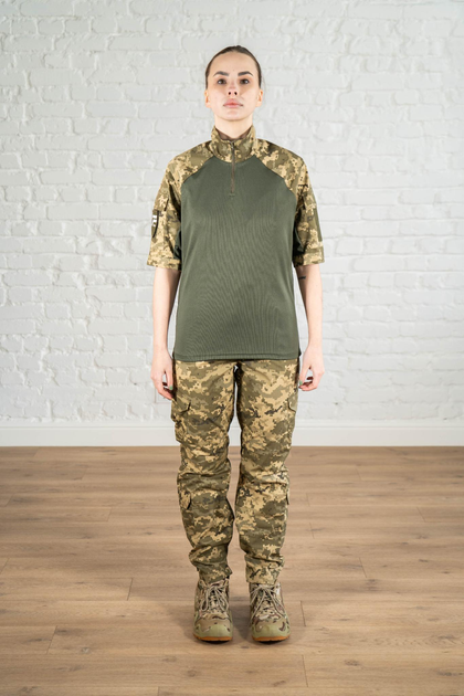 Женская военная форма убакс короткий рукав и штаны с карманами рип-стоп CoolMax standart Пиксель Олива (631) , L - изображение 1