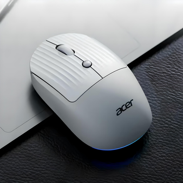 Миша ACER OMR080 з бездротовим підключенням Bluetooth і 2.4GHz та акумулятором, 1600DPI, сіро-білий - зображення 4