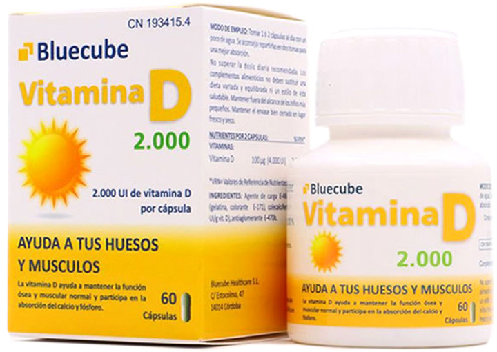 Витамины Bluecube Vitamin D 2000 60 капсул (8437014181289) - зображення 1