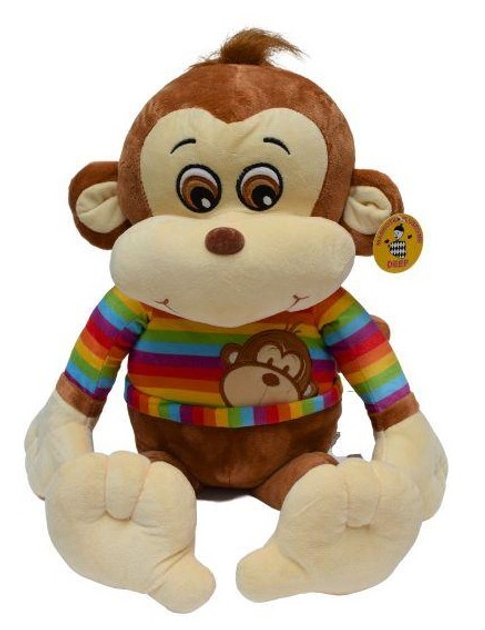 М'яка іграшка Deef Мавпочка в різнокольоровій смугастій сорочці 36 см (5901500232548) - зображення 1