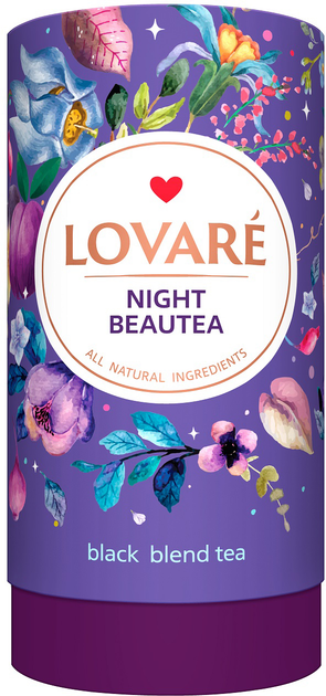 Акція на Бленд чорного чаю Lovare Краса ночі з плодами, пелюстками квітів, ароматом королівської гранатової сливи та інжиру  80 г від Rozetka