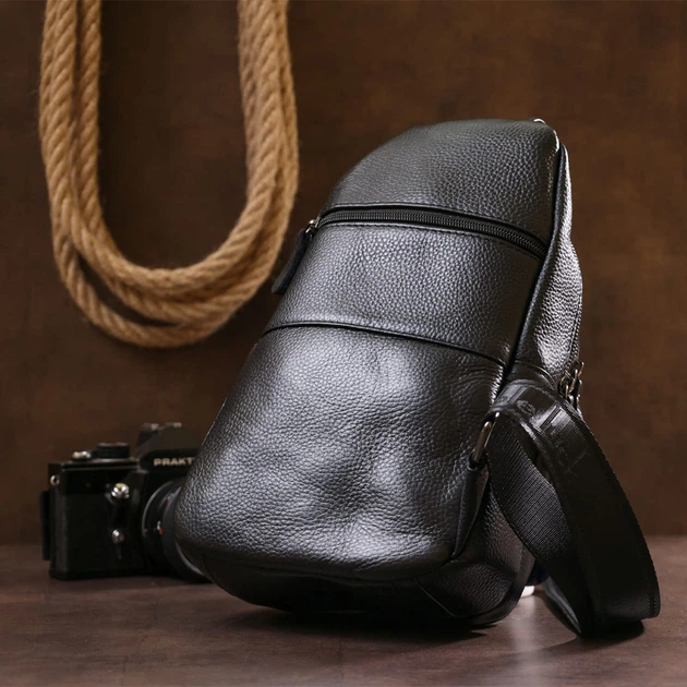 Сумка-слинг мужская кожаная Vintage leather-20684 Черная - Фото 7 Сумка-слинг мужская кожаная Vintage leather-20684 Черная - изображение 7