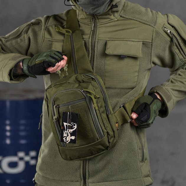 Нагрудная Сумка Cordura 1000D с дополнительными карманами / Вместительный однолямный Рюкзак олива размер - изображение 1