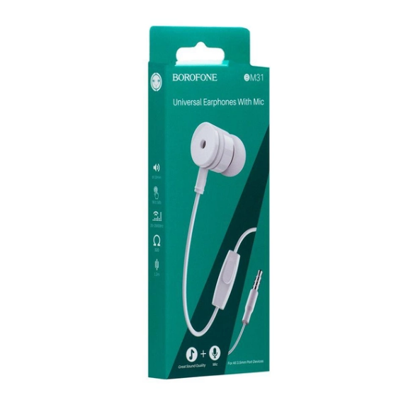 Наушники Borofone BM-31 White - Фото 2 Наушники Borofone BM-31 White - изображение 2