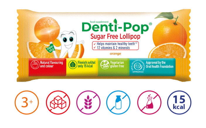 Льодяник Denti pop без цукуру 1 шт. (апельсин) - Фото 1 Льодяник Denti pop без цукуру 1 шт. (апельсин) - зображення 1