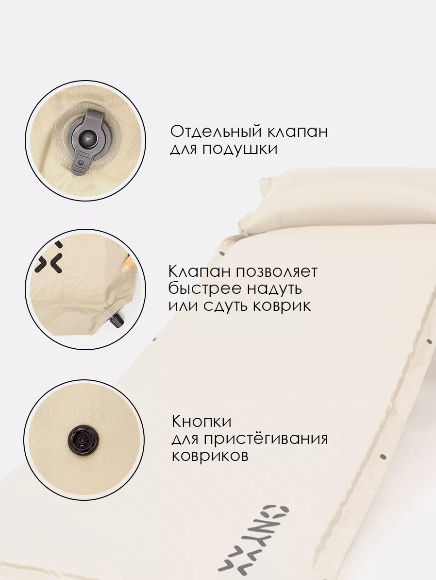 Коврик туристический надувной милитари, 188х64х3см (GJ-018) - изображение 3