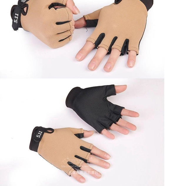 Тактические перчатки легкие без пальцев размер XL ширина ладони 10-11см - изображение 2