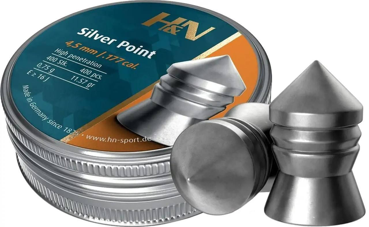 Кулі пневматичні H&N Silver Point кал. 4.5 мм 0,75г 400 шт/уп 14530438 - зображення 1