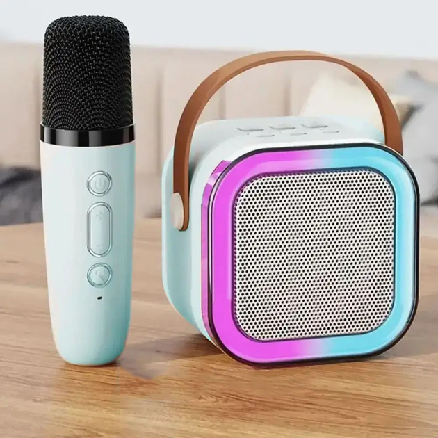 Портативна колонка з караоке мікрофоном та RGB підсвічуванням K12 10W Bluetooth. Колір: блакитний(ws85126)(WB) - изображение 3