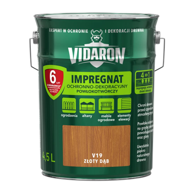 Просочення захисно-декоративне Vidaron Impregnat V19 Золотий дуб 4,5 л - зображення 1