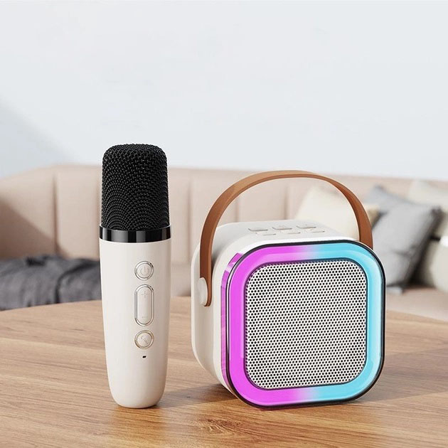 Портативна колонка з караоке мікрофоном та RGB підсвічуванням K12 10W Bluetooth. Колір: білий(ws85126-2)(WB) - изображение 2
