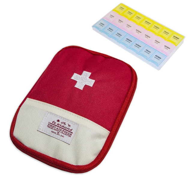 Комплект кишенькова аптечка червона 13х18 см та таблетниця на 21 осередок 12х21.5см (3 прийоми на день) (VS7167TOP2) - изображение 1