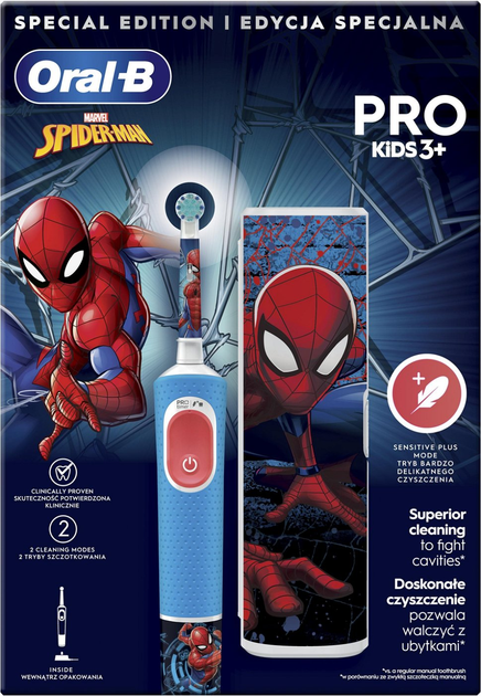 Електрична зубна щітка Oral-B Vitality Pro Kids 3+ Spider-Man + TC - зображення 3