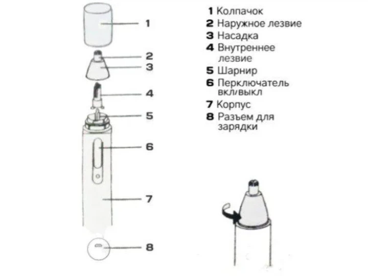 Тример BeeChip для видалення волосся в носі та вухах на аккумуляторі, кол. чорний (79395483) - зображення 7