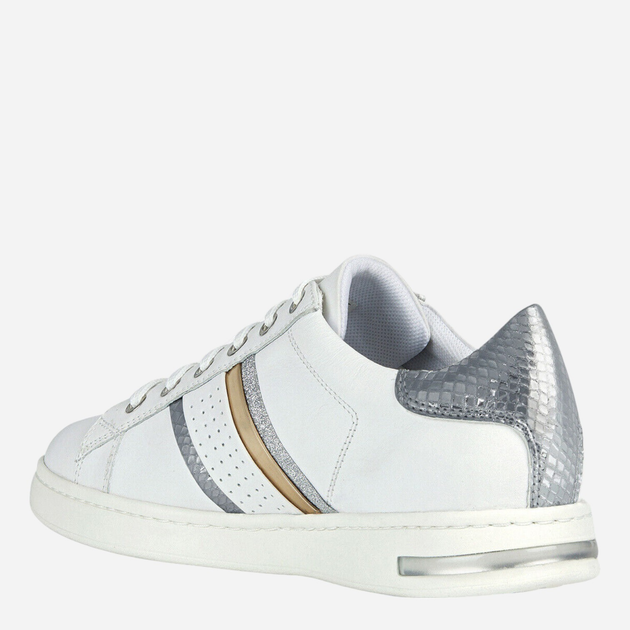 Sneakersy damskie skórzane Geox D351BB085KY-C0007 40 (7UK) 26 cm Biały/Srebrny (8056206052413) - obraz 4