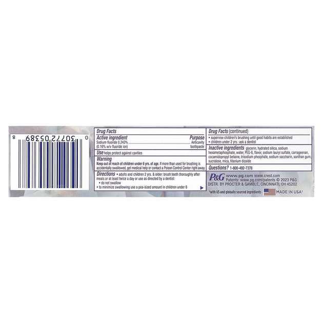 Зубна паста Crest 3D White Brilliance Fluoride Anticavity Toothpaste Enamel Protect 85мл (030772053898) - зображення 3