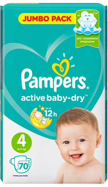 Pieluszki Pampers Active Baby-Dry Rozmiar 4 (Maxi) 9-14 kg 70 szt (4015400244769) - obraz 1