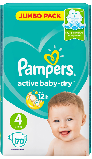 Підгузки Pampers Active Baby-Dry Розмір 4 (Maxi) 9-14 кг 70 шт (4015400244769) - зображення 1