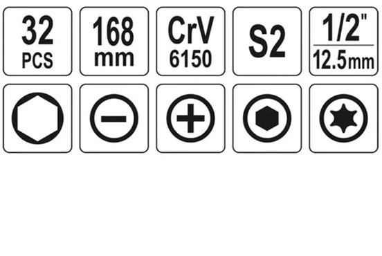 Zestaw wkrętak udarowy Yato z końcówkami YT-28000 32 szt (5906083076800) - obraz 5