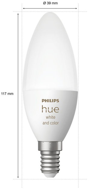 Inteligentna żarówka Philips Hue E14 świeczka RGBW 5.3 W 2 szt. (8719514356719) - obraz 3